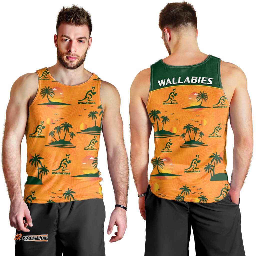 Wallabies Australian Rugby Men Tank Top Hawaii Style