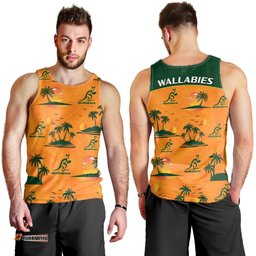 Wallabies Australian Rugby Men Tank Top Hawaii Style