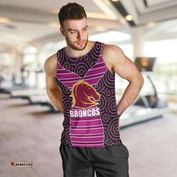 NRL - Boncos Men Tank Top Mix Dot Aboriginal Pink Version