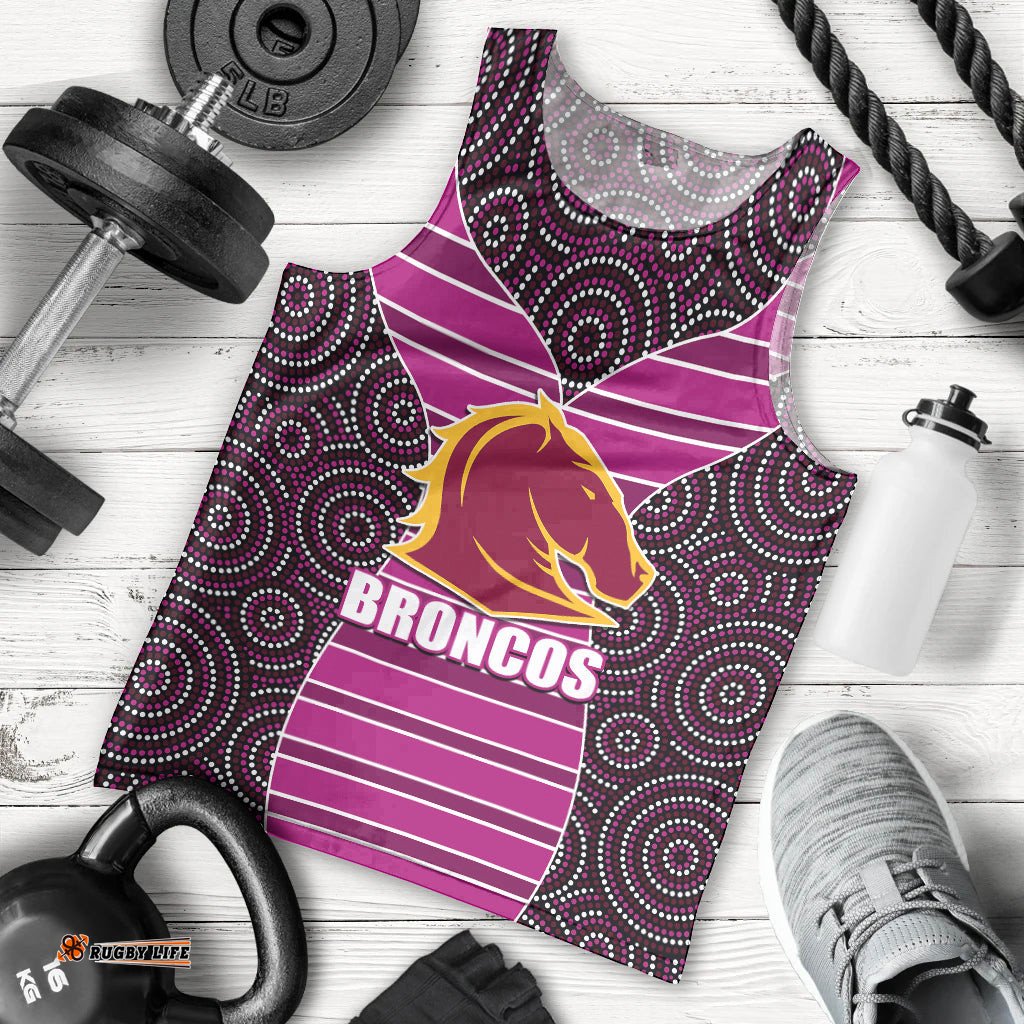NRL - Boncos Men Tank Top Mix Dot Aboriginal Pink Version