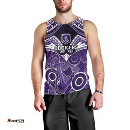 Dockers Football Men Tank Top Fremantle Aboriginal Mix Polynesian Pattern