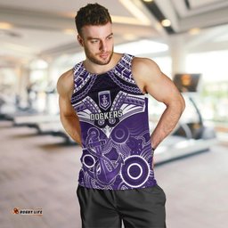 Dockers Football Men Tank Top Fremantle Aboriginal Mix Polynesian Pattern