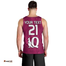 (Custom Text And Number) Queensland Maroon Rugby Men Tank Top Origin Queensland Sporty Style