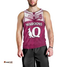 (Custom Text And Number) Queensland Maroon Rugby Men Tank Top Origin Queensland Sporty Style
