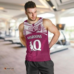 (Custom Text And Number) Queensland Maroon Rugby Men Tank Top Origin Queensland Sporty Style