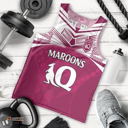 (Custom Text And Number) Queensland Maroon Rugby Men Tank Top Origin Queensland Sporty Style