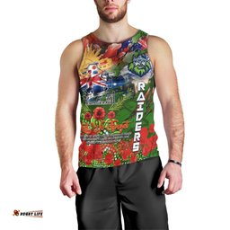 Personalised Australia Rugby Raiders ANZAC Men Tank Top Canberra Scratch Style