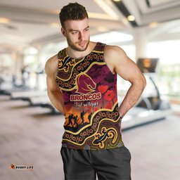 (Custom Personalised) Anzac Day NRL - Broncos Men Tank Top Aboriginal Lizard Patterns