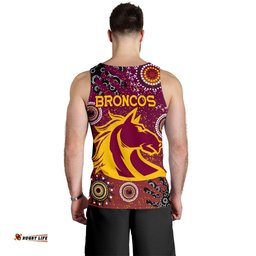 Brisbane Broncos Men Tank Top Indigenous Country Style