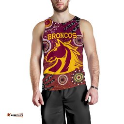 Brisbane Broncos Men Tank Top Indigenous Country Style