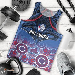 Bulldogs Football Men Tank Top Doggies Aboriginal Mix Polynesian Pattern