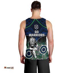 Warriors Rugby Men Tank Top NZ Aboriginal Mix Polynesian Pattern