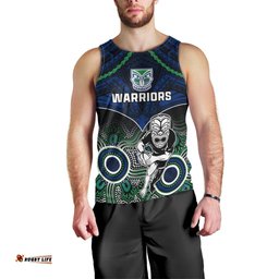 Warriors Rugby Men Tank Top NZ Aboriginal Mix Polynesian Pattern