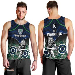Warriors Rugby Men Tank Top NZ Aboriginal Mix Polynesian Pattern
