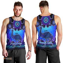 Personalised Australia Aquarius Emu Zodiac Men Tank Top Auz Astrology Aboriginal - Blue
