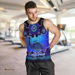 Personalised Australia Aquarius Emu Zodiac Men Tank Top Auz Astrology Aboriginal - Blue