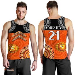 (Custom Personalised) Perth Scorchers Cricket Men Tank Top Aboriginal Double Boomerang