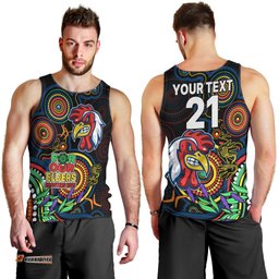 Custom Roosters Rugby Aboriginal Art Men Tank Top NAIDOC Indigenous Tribal