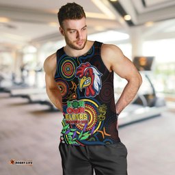 Custom Roosters Rugby Aboriginal Art Men Tank Top NAIDOC Indigenous Tribal
