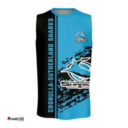 Cronulla-Sutherland Sharks O-neck Tank Top Quarter Style - NRL