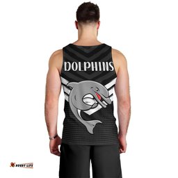 Redcliffe Dolphins Rugby Men Tank Top Simple Black Style
