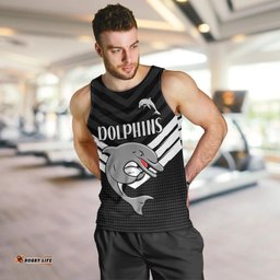 Redcliffe Dolphins Rugby Men Tank Top Simple Black Style