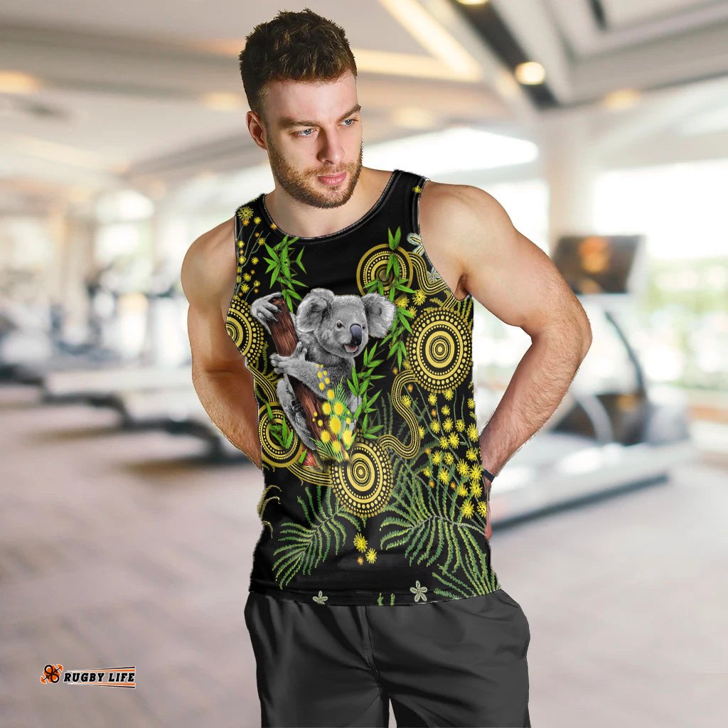 Golden Wattle Men Tank Top Australia Acacia Pycnantha Mix Aboriginal