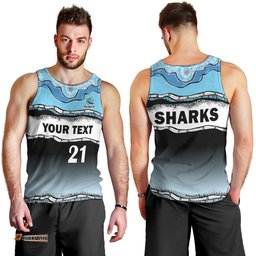 (Custom Text And Number) Cronulla-Sutherland Sharks Rugby Men Tank Top Simple Style