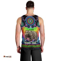 Personalised Australia Taurus Wombat Zodiac Men Tank Top Auz Astrology Aboriginal - Rainbow