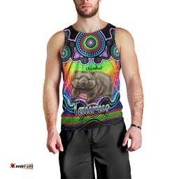 Personalised Australia Taurus Wombat Zodiac Men Tank Top Auz Astrology Aboriginal - Rainbow