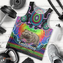 Personalised Australia Taurus Wombat Zodiac Men Tank Top Auz Astrology Aboriginal - Rainbow