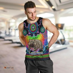 Personalised Australia Taurus Wombat Zodiac Men Tank Top Auz Astrology Aboriginal - Rainbow