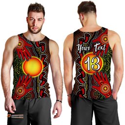 (Custom Text and Number) Aboriginal Dot Painting Men Tank Top Go To Touch The Sun