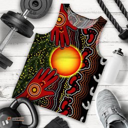 (Custom Text and Number) Aboriginal Dot Painting Men Tank Top Go To Touch The Sun