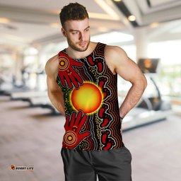 (Custom Text and Number) Aboriginal Dot Painting Men Tank Top Go To Touch The Sun