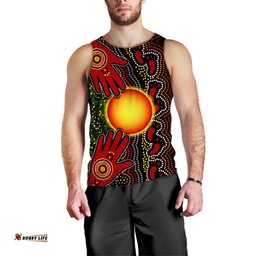 (Custom Text and Number) Aboriginal Dot Painting Men Tank Top Go To Touch The Sun