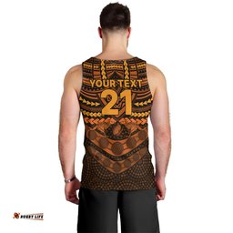 Custom Wallabies Rugby Men Tank Top Polynesian and Aboriginal Special Orange Version