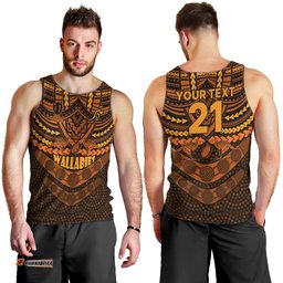 Custom Wallabies Rugby Men Tank Top Polynesian and Aboriginal Special Orange Version
