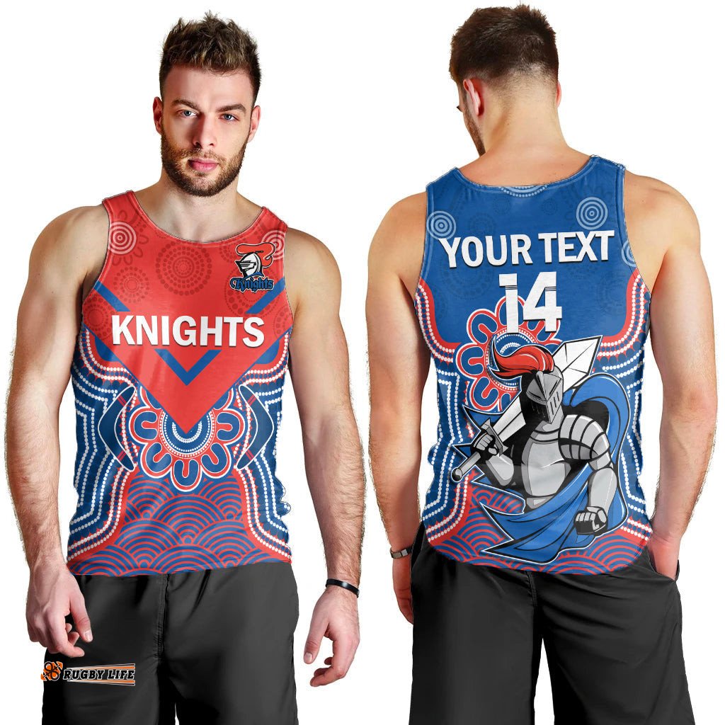 (Custom Text And Number) Knights Rugby Men Tank Top Novocastrians 1987 Aboriginal Art