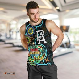 Port Adelaide Football Aboriginal Art Men Tank Top NAIDOC Indigenous Tribal