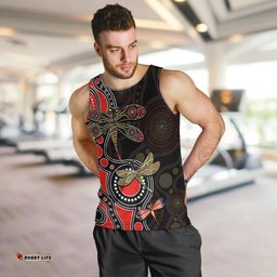 Aboriginal Dragonfly Men Tank Top Red Style