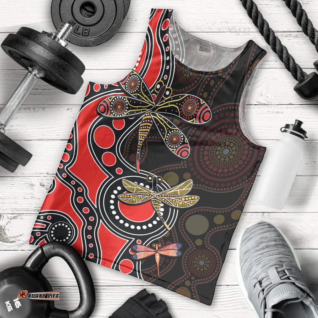 Aboriginal Dragonfly Men Tank Top Red Style