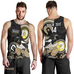 Custom AFL Collingwood NAIDOC Week Men Tank Top Keep The Fire Burning Indigenous Art