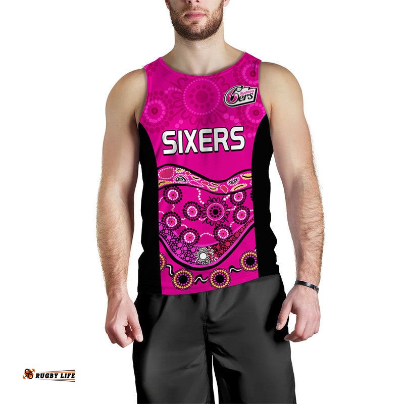 (Custom Personalised) Sixers Cricket Men Tank Top Sydney Aboriginal