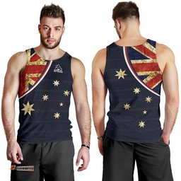 Men Tank Top - Aus Flag Mens Tank Vintage Kangaroo Symbol