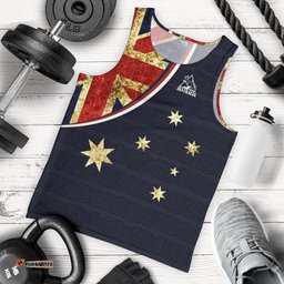 Men Tank Top - Aus Flag Mens Tank Vintage Kangaroo Symbol