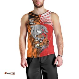 NRL Half Dolphins and Half Tigers Men Tank Top Sporty Style