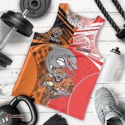NRL Half Dolphins and Half Tigers Men Tank Top Sporty Style