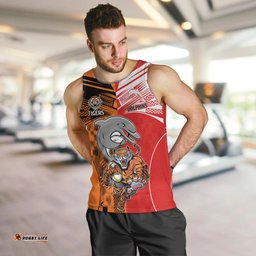 NRL Half Dolphins and Half Tigers Men Tank Top Sporty Style