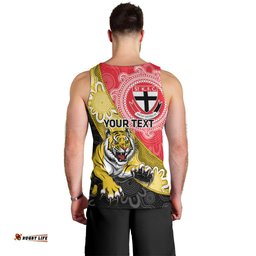 Personalised Richmond And St Kilda Football Men Tank Top Tigers Saints Together Aboriginal Art